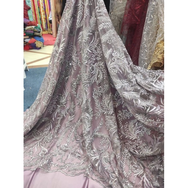 kain tile payet jepang bordir / kain kebaya tile payet jepang