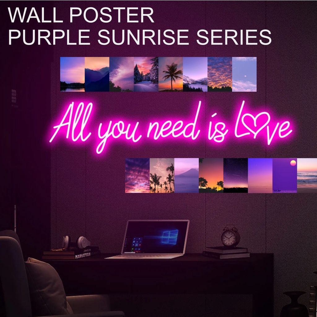 Poster dinding aesthetic hiasan dekorasi kamar tidur rumah ruang tamu sunrise non wallpaper walpaper
