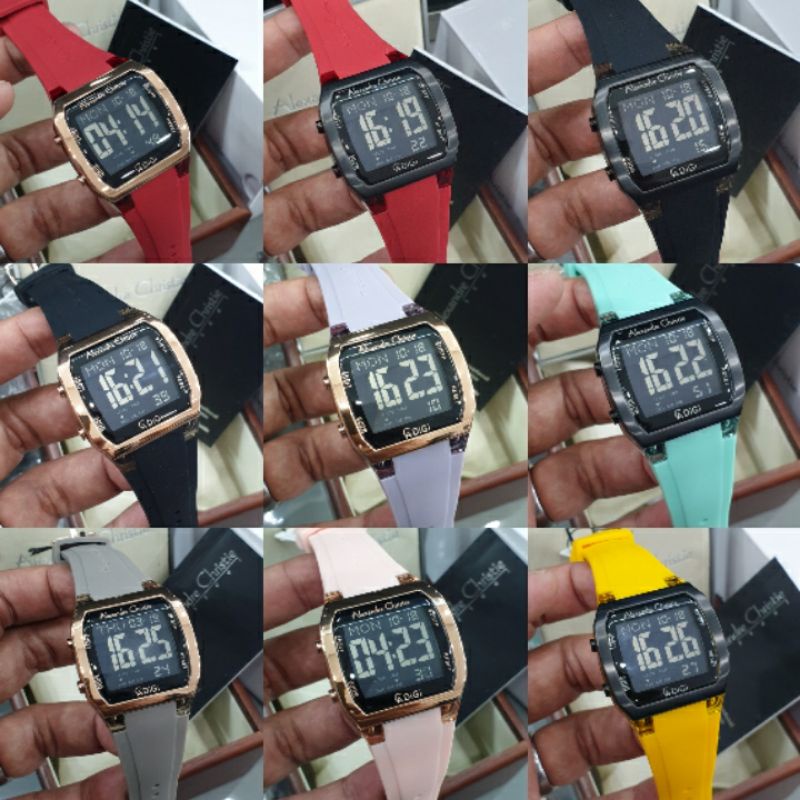 Jam Tangan Alexandre Christie 9348 AC 9348 Tali karet Mesin Baterai Original ukuran Wanita 3.4cm +bo