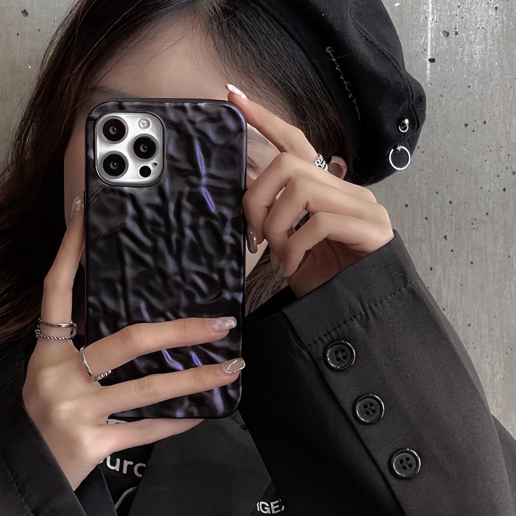 Soft Case Motif Kertas Timah Warna Hitam Matte Untuk Iphone 13 Pro 12 11 Pro Max 8 + 7 Plus X Xs Max Xr X