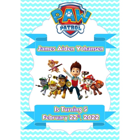 Kartu Ucapan terima kasih / Thanks card tema Paw Patrol