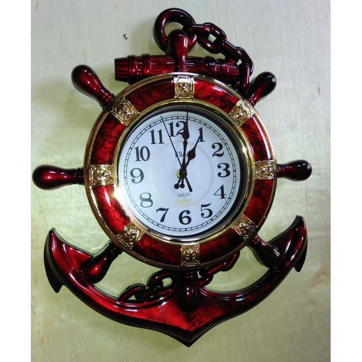 Jam jangkar besar unik Esa 44cm jam dinding Kemudi kapal mesin sweep