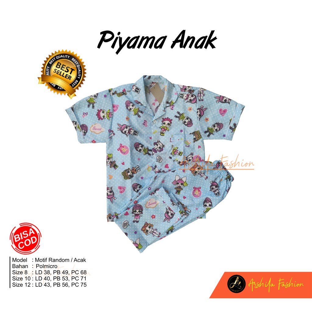 Piyama anak usia 6-12 th Bahan Poly Micro (Arshila_fashion)