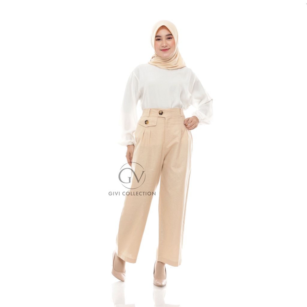 Celana Kulot Highwaist Bahan linen rami / kulot rami