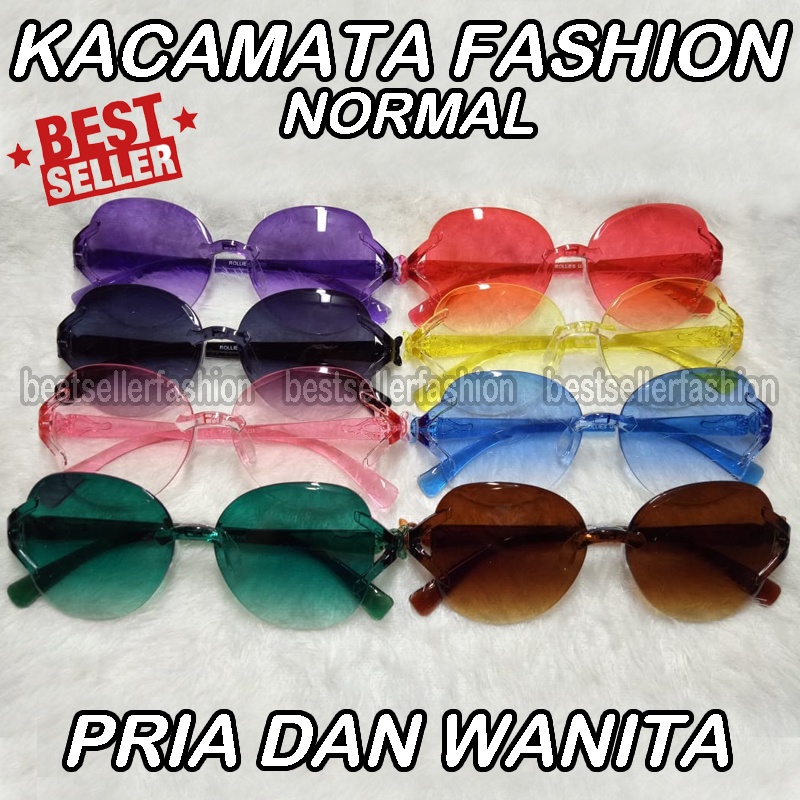 Kacamata Hitam Uv400 Tanpa Bingkai Bentuk Oval Bulat Warna Gradasi Transparan Gaya Vintage Untuk Wanita Pria Kacamata Gaya Sunglasses Unisex Kaca mata Murah Kacamata Fashion Dua Warna