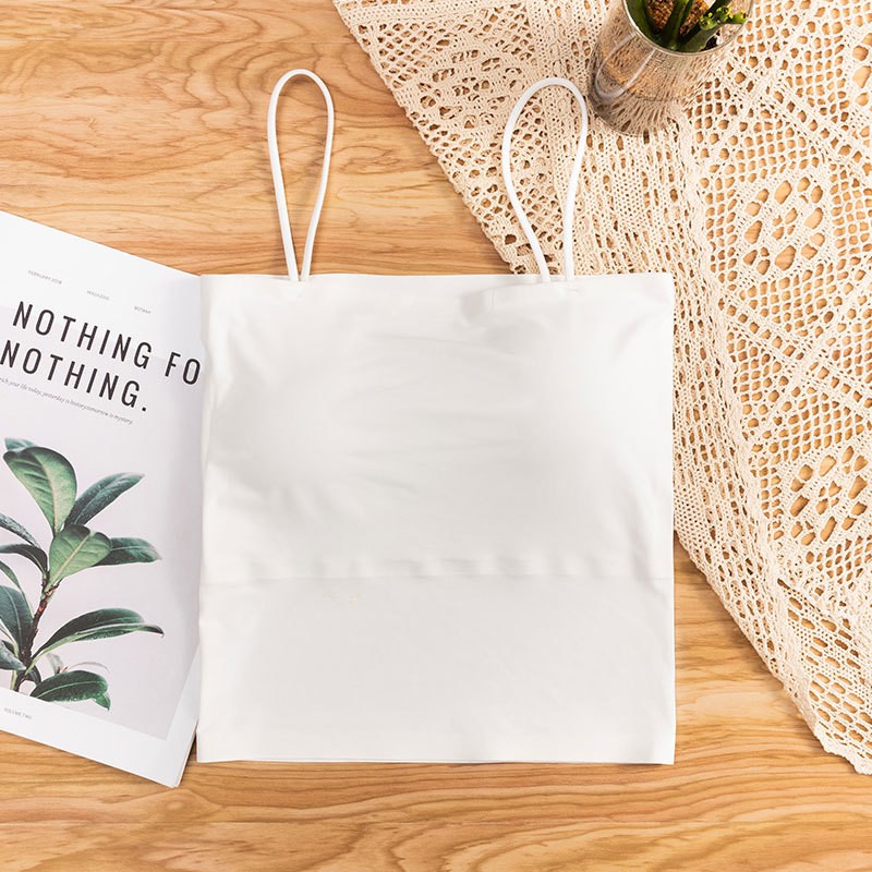 Tanktop polos wanita basic dengan cup bra /tanktop busa/tanktop import-Putih