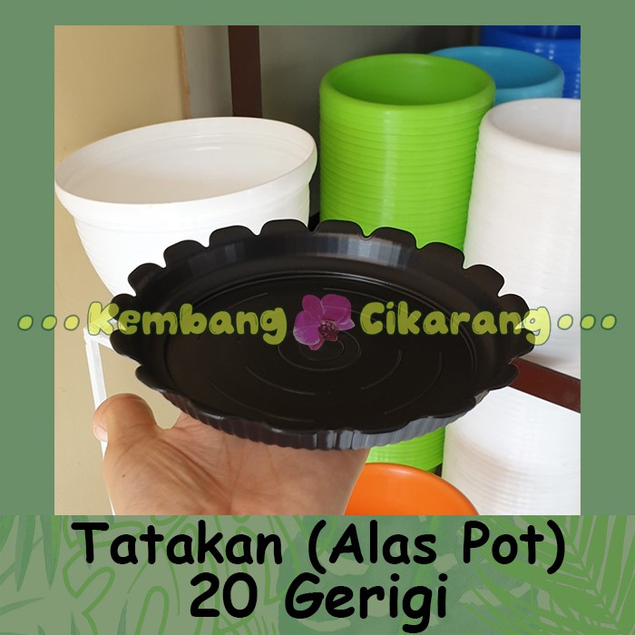 Tatakan pot GERIGI 20 HITAM cantik murah grosir Alas pot Taktakan pot