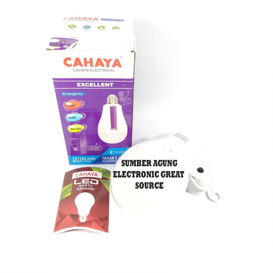 Cahaya Lampu Emergency AC DC Excellent 11W 2x1200mAh 660Lumen Terang