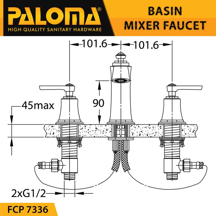 PALOMA FCP 7336 FAUCET KERAN  KRAN AIR PANAS DINGIN MIXER WASTAFEL  GOLD EMAS PVD