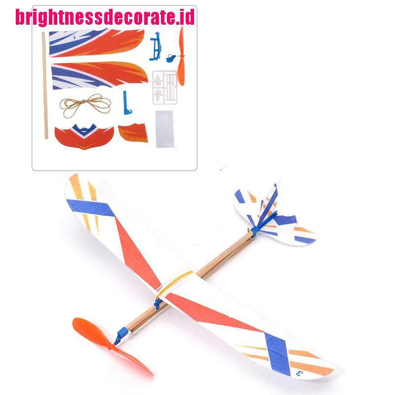 Brightid Mainan Pesawat Terbang Glider Tenaga Karet Elastis Diy Untuk Anak