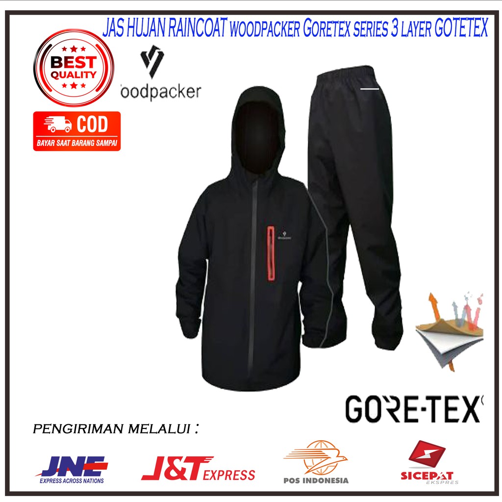 JAS HUJAN RAINCOAT woodpacker Goretex series 3 layer GOTETEX original / mantel gunung