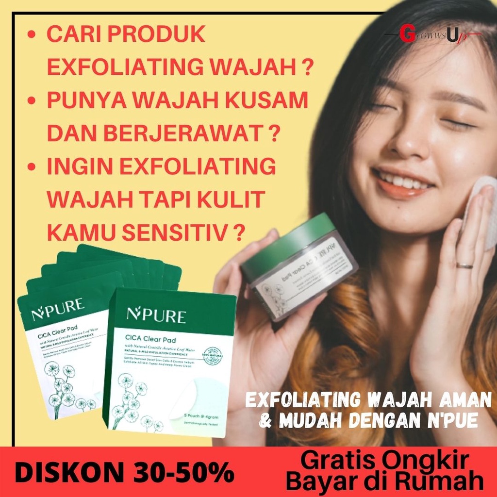 Toner Wajah NPURE Cica Clear Pad Sachet 1 Dus isi 5 sachet Perawatan Wajah