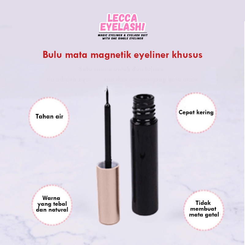 BULU MATA PALSU NATURAL MAGNET EYELASH EXTENSION 3D PAKETAN SET TEBAL 3 PASANG PREMIUM MEREK LECCA