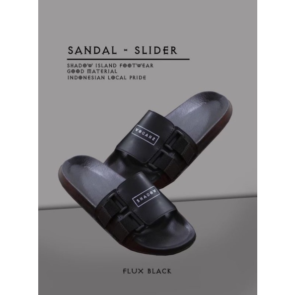 Sandal Slide Pria Original SIF SHADOW ISLAND FLUX BLACK SERIES Sandal Kasual Santai Original SHADOW 