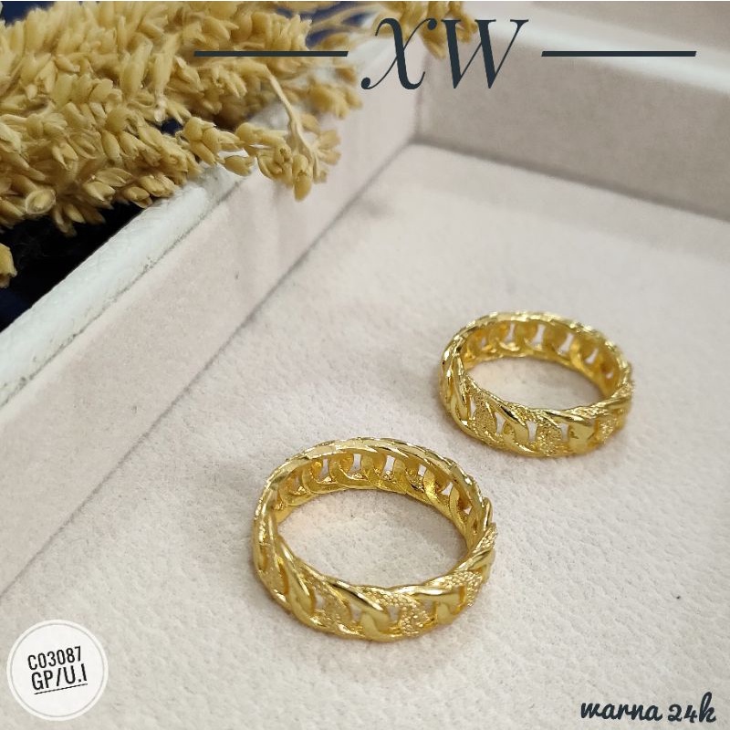 Cincin Fashion Wanita Warna 24k C03087