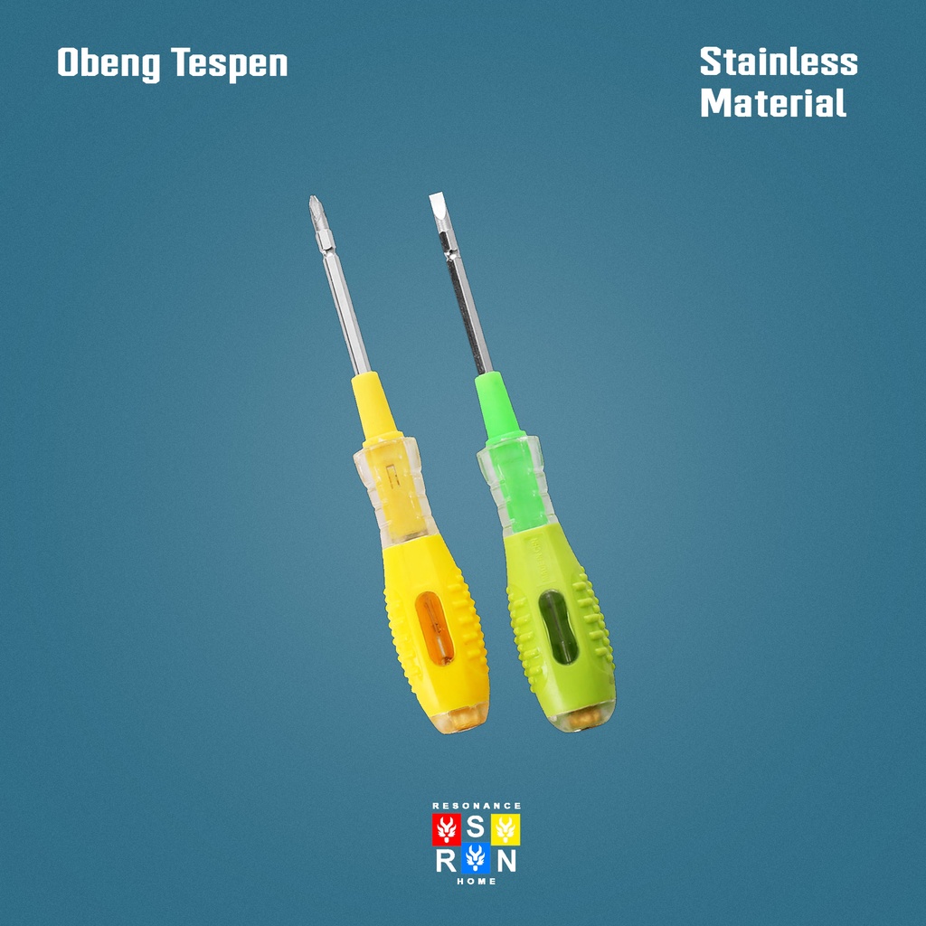 Obeng Tespen Gagang Karet Bolak Balik / Testpen Screwdrive Resonance Home