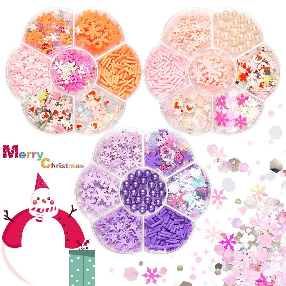 Mxbeauty Hiasan Kuku Natal Wanita DIY Nail Art Perhiasan Cinta Hati Santa Claus Pohon Natal Kuku Serpihan Slice