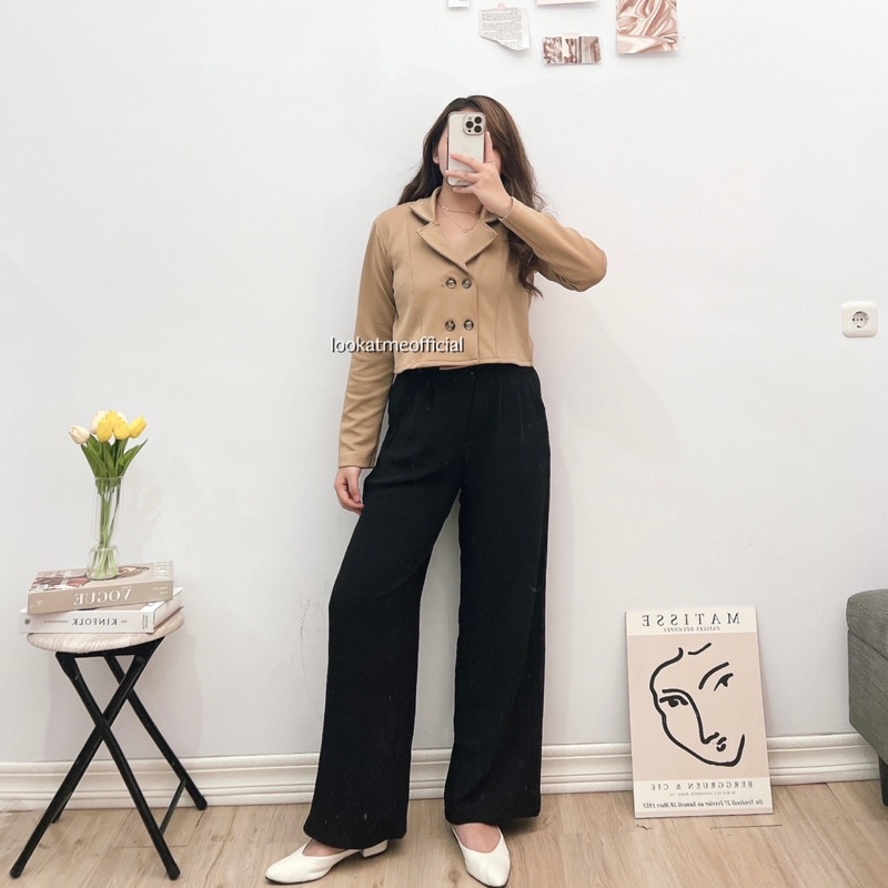 Lookatmeofficial • Mandy Blazer Crop Office Bahan Scuba Premium