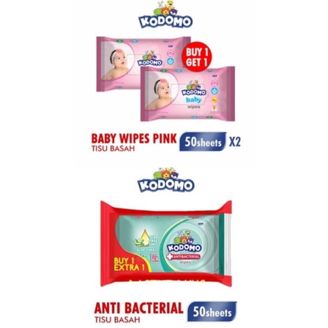 Wipes (Tisu basah) Kodomo/ Cussons / Paseo 50s+50s