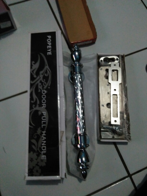 1set 4pcs Pull Handle Pintu Sisik Naga Silver + Kunci Pintu Body Pelor Pegangan Pintu Tarikan Pintu