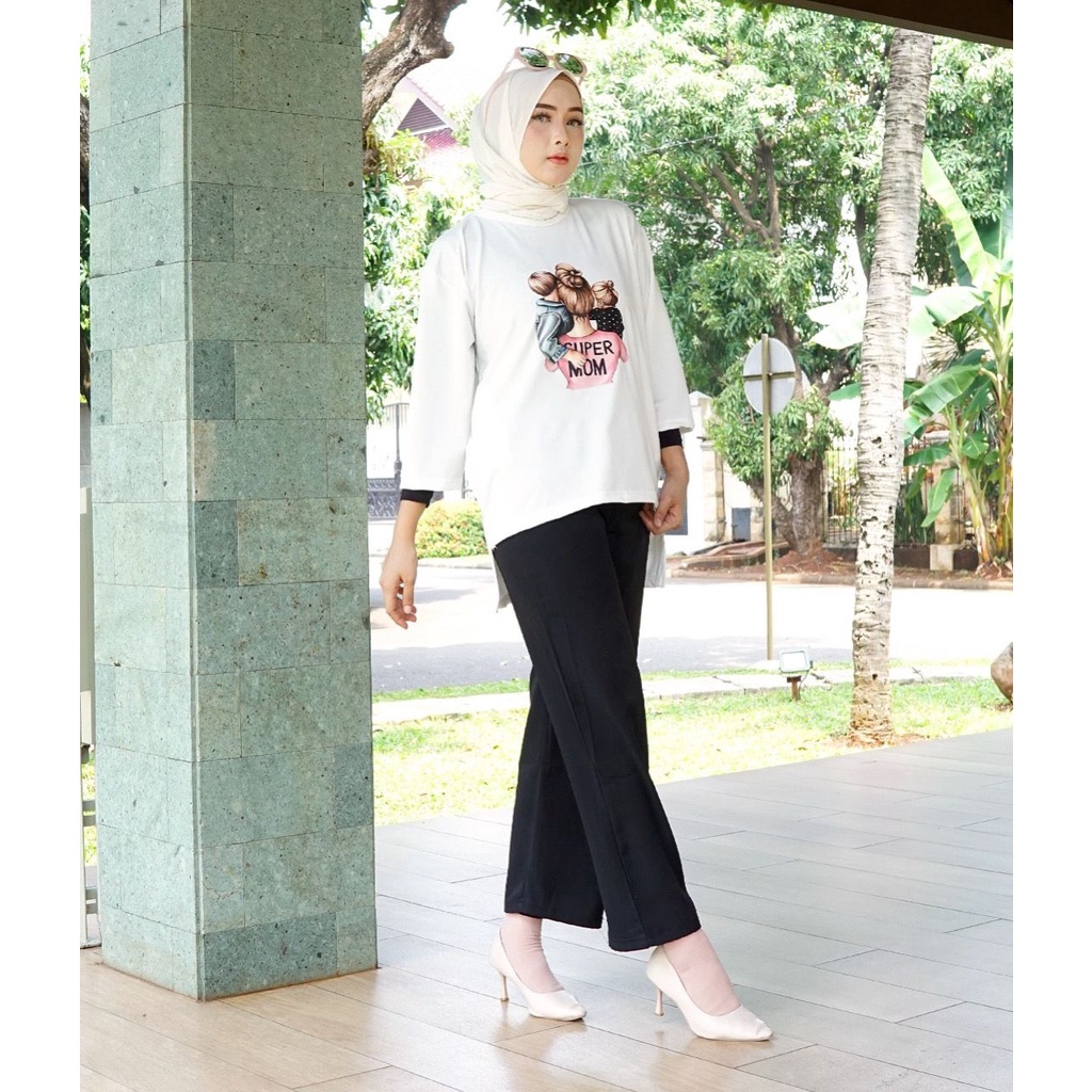 Kaos ATASAN Wanita OVERSIZE Lengan Panjang GAMBAR Motif SUPER MOM // SIX DIARY/ATASAN WANITA/PAKAIAN WANITA TERBARU 2022