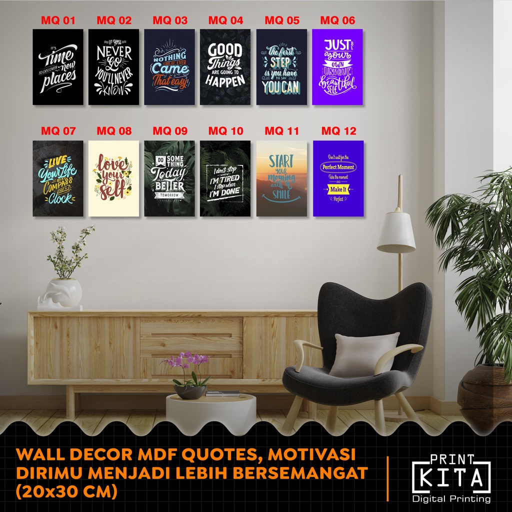 TERLARIS Satuan Wall Decor Kayu MDF 20x30cm Quotes Aesthetic, Lukisan Dinding Quotes, Kata-kata Muti