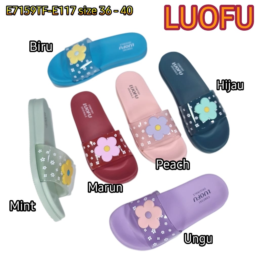 LUOFU ORIGINAL jelly sandal anak cewek karet import sendal selop E7159TF-E117