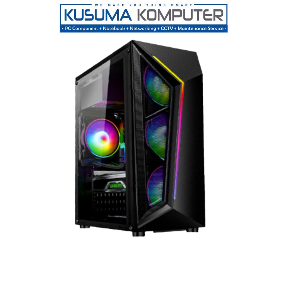 Alseye A4 Black RGB Tempered Glass Casing PC Gaming