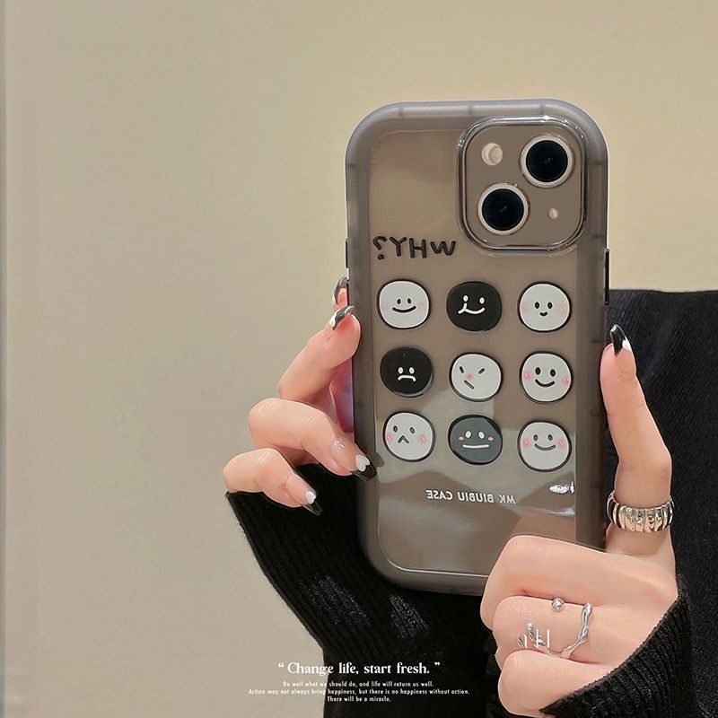 Soft Case Silikon Transparan Motif Smiley Face Untuk IPhone 12 13 11 Pro Max X Xs Max Xr 7 8 Plus Gbvf