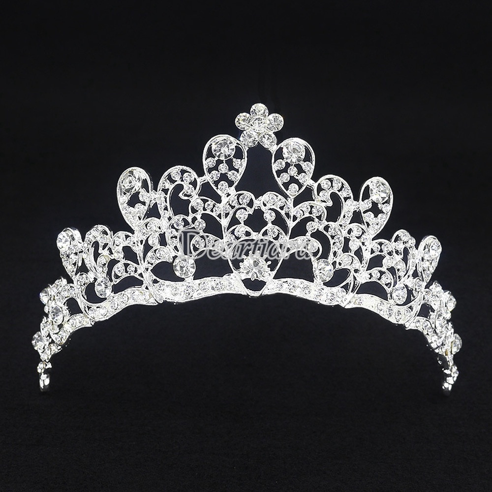 New Fashion Simple Bride Crown Necklace Earrings Three-piece