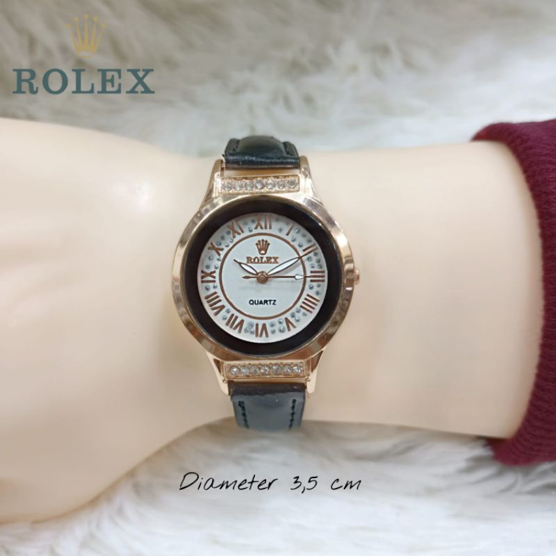 zw jam tangan Rolex kulit new collection fashion wanita ring rose gold kombi diamond free box kancin
