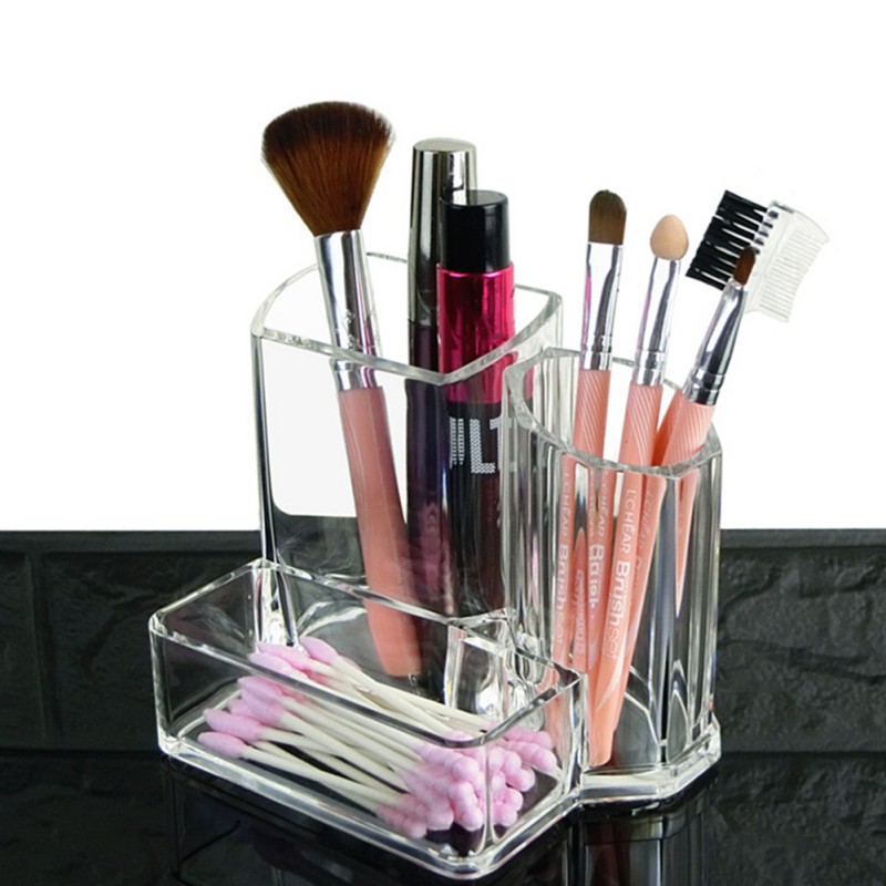 COMEANDBUY Kotak/Rak/Holder/Organizer Transparan Bahan Akrilik untuk Brush/Pensil Makeup/Kosmetik