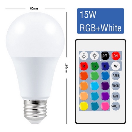 E27 Bohlam LED inframerah remote control kontrol lampu dimmable RGB LAMPU RGB-15 Watt