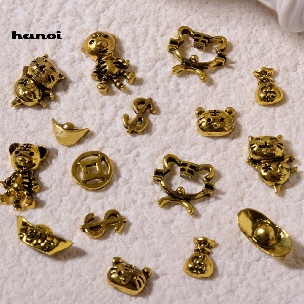 Han_ 10Pcs / Set Ornamen Koin Ingot Untuk Dekorasi Nail Art