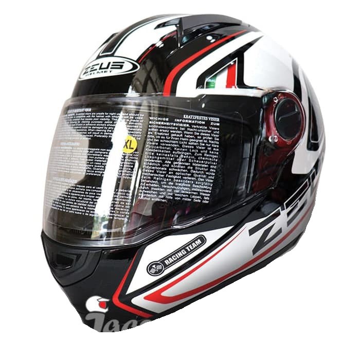 Helm Zeus ZS811 Black Glossy AL3 Red | Zeus ZS 811 Single Visor