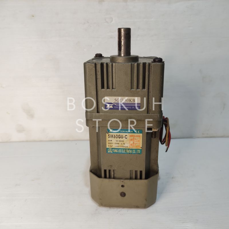 DINAMO GEARBOX MOTOR INDUCTION 220V AC 60W 1:30 50RPM SECOND MURAH