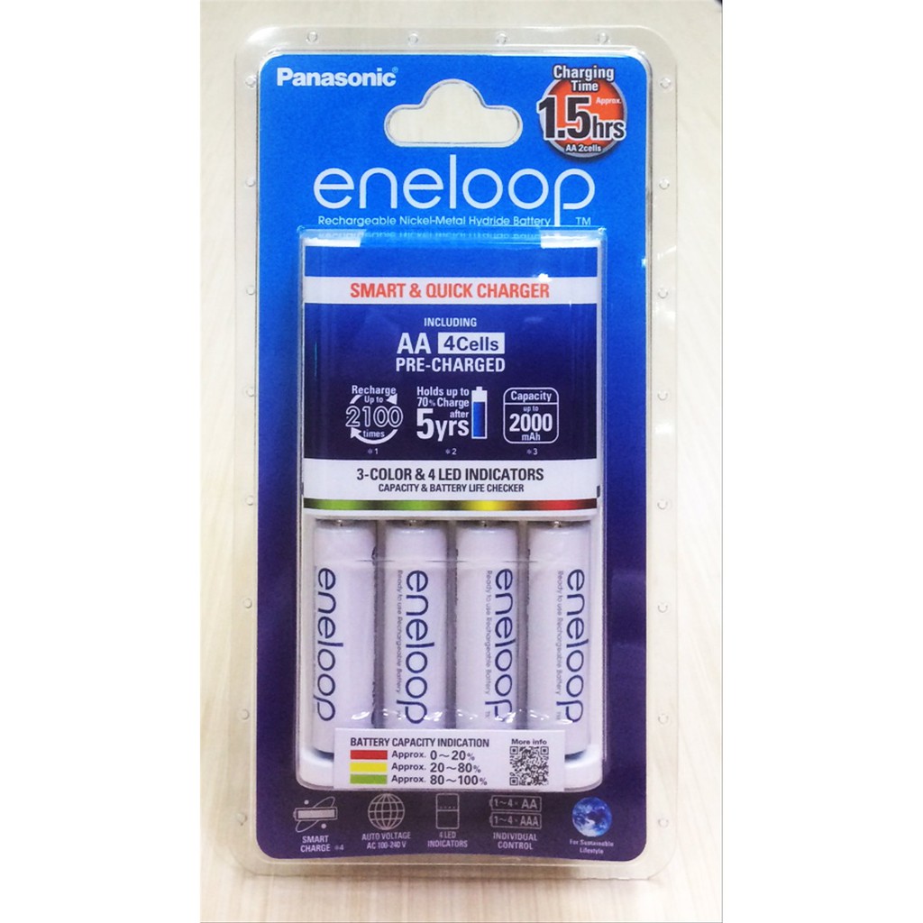 Charger Baterai eneloop AA AAA smart and quick charger include 4 AA 2000Mah