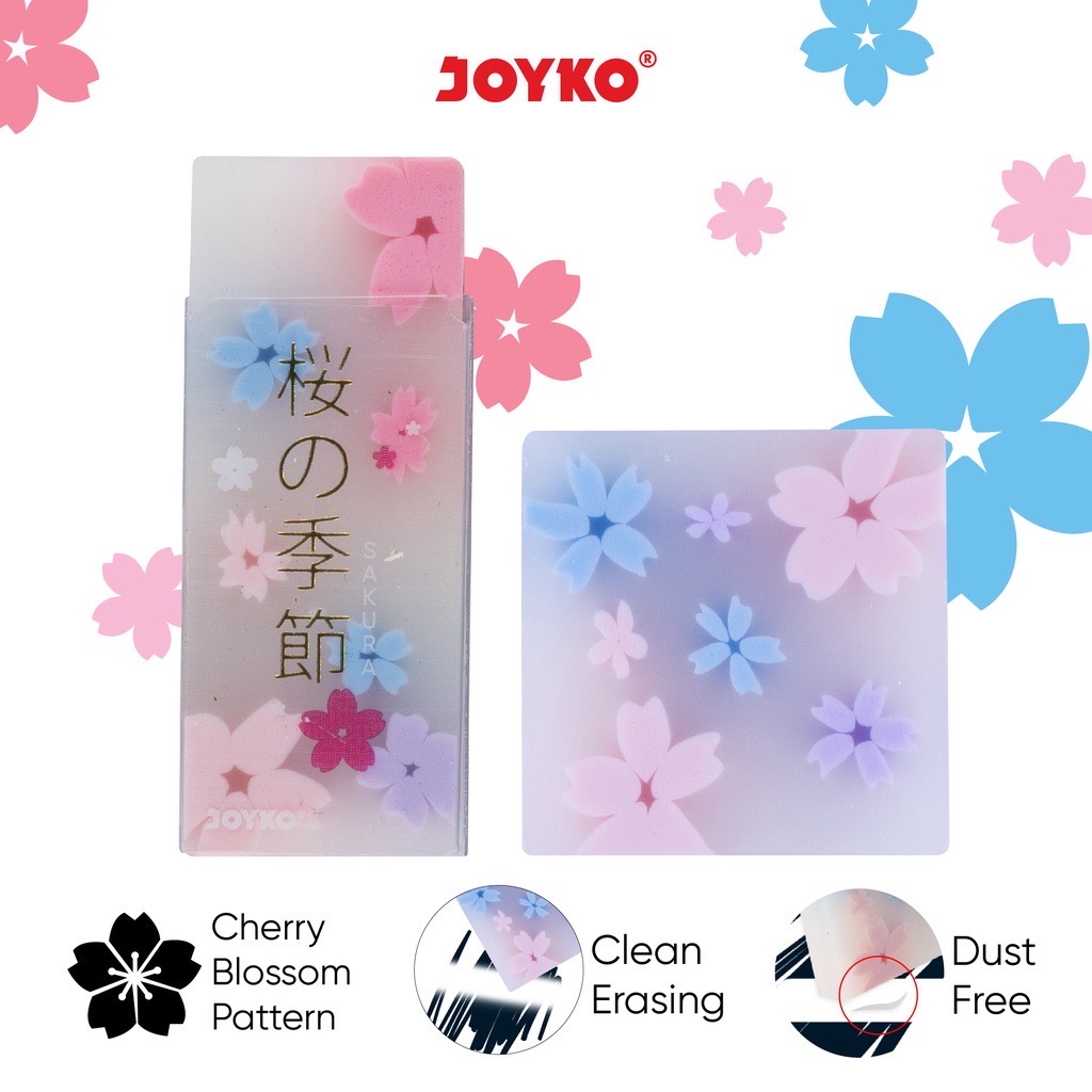 Penghapus Joyko Sakura ER-121 ER-124 setip stip Eraser hapusan pensil jepang kokeshi bunga Cherry blossoms