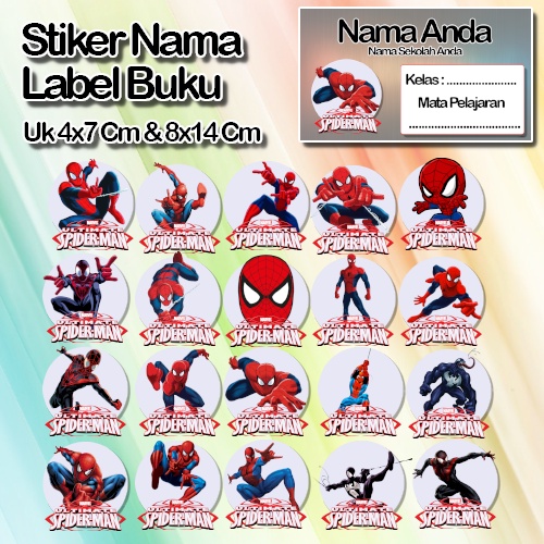 

Stiker Spiderman animasi kartun venom laba hitam anime Karakter Lucu Custom Lebel Nama cromo murah 20 Varian berbeda Sticker Pelajaran Mapel buku anak sekolah No 6