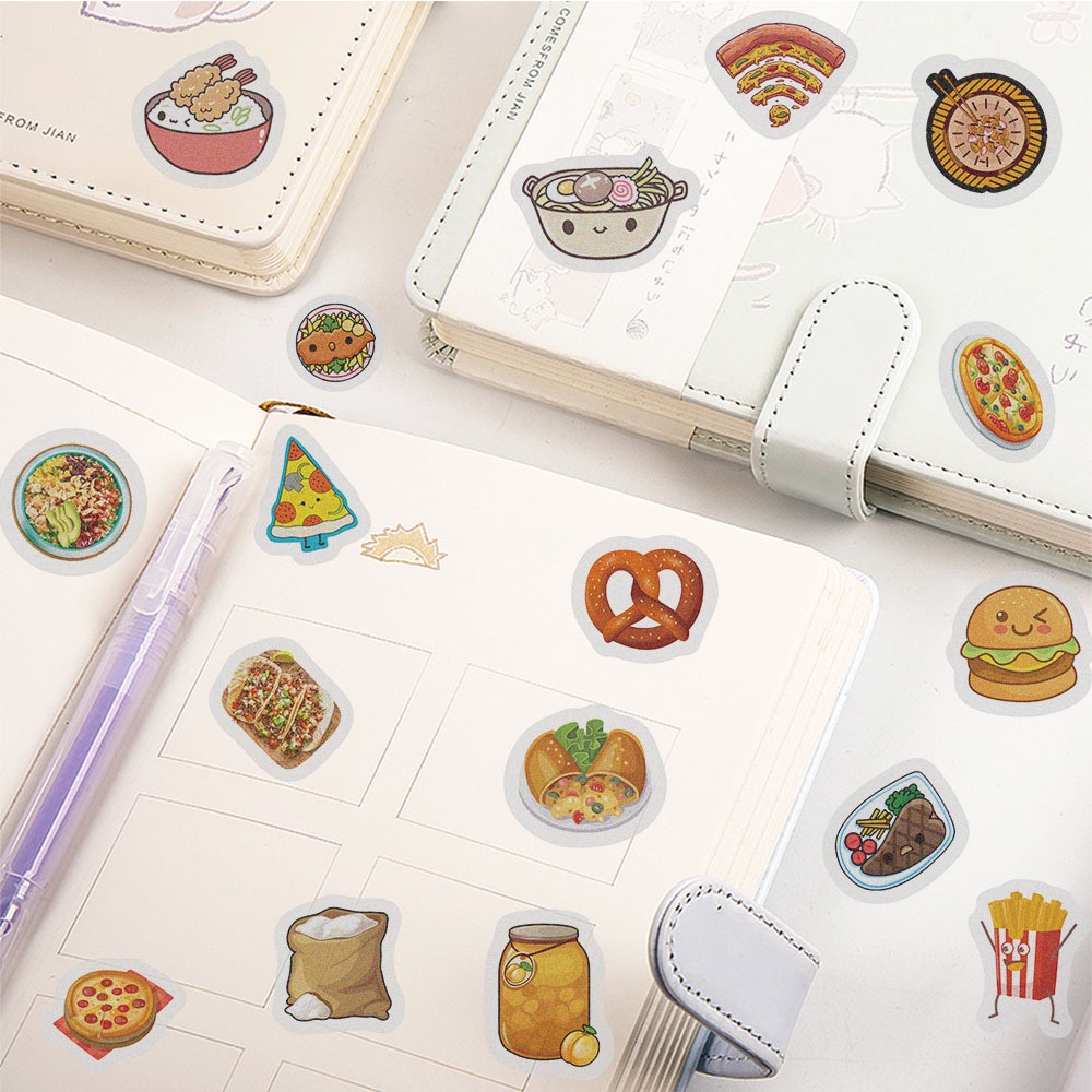 40 Pcs Cute Hamburger Food Pattern Scrapbooking Stickers for Laptop Fridge Luggage Decoration