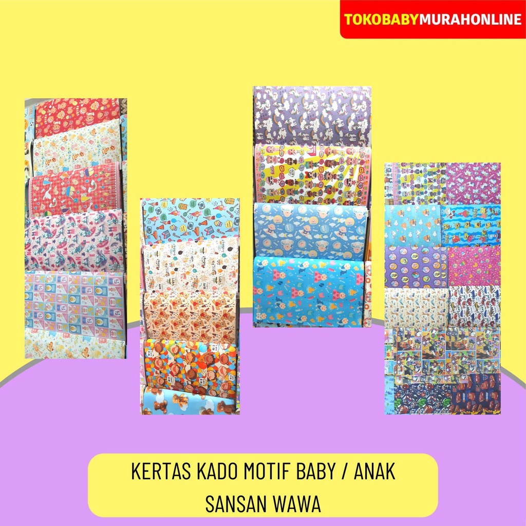 KERTAS KADO MOTIF BABY / MOTIF ANAK UKURAN 55X65CM