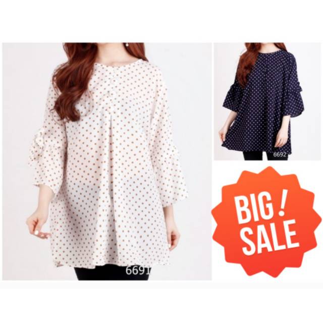 Blouse Polkadot cantik BIG SIZE JUMBO Titiek