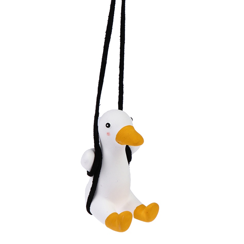 【Theredsunrisesiwy.id】Cute Little Duck Car Pendant Decoration Duck Swing Auto Rearview Mirror Pendant