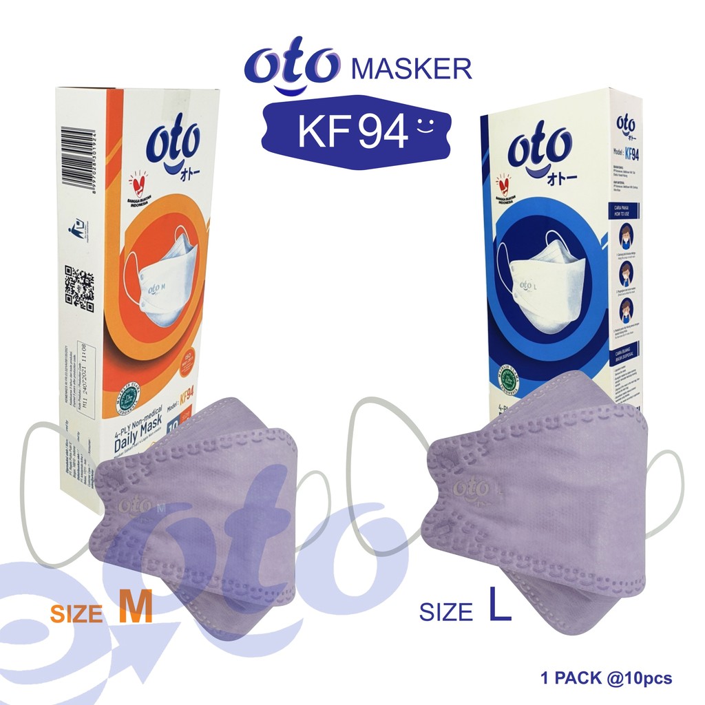 OTO Masker Wajah KF94 Earloop Face Daily Mask 4 lapis ukuran M isi 10 pcs