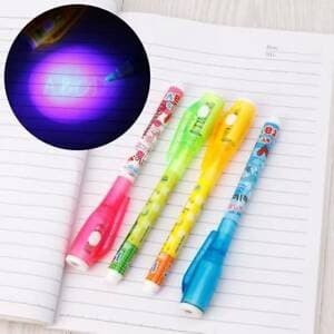 isi 12 Invisible Pen Pulpen Ajaib dengan Sinar Ultraviolet Pulpen Unik