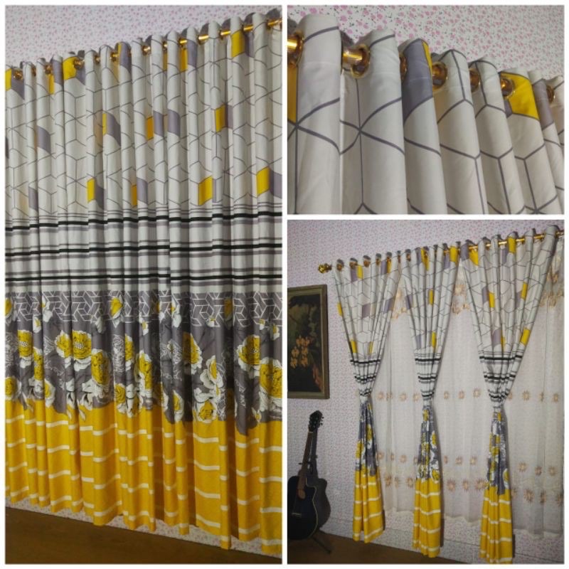 [ PINTU DAN JENDELA ] GORDEN SMOKRING MOTIF BUNGA AKASIA KUNING