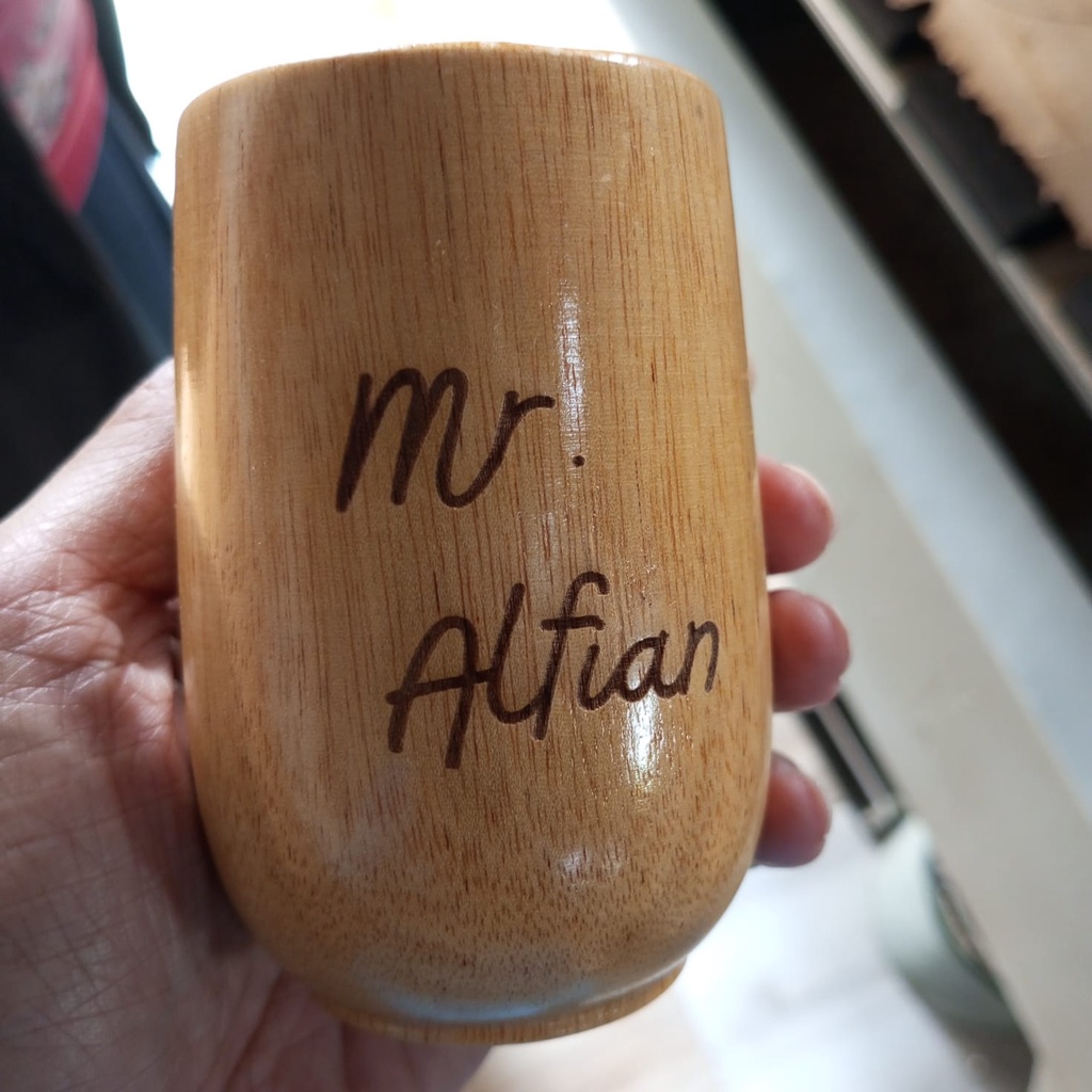 HARGA PROMO!! Gelas Mug Kayu Unik / Gelas Custom Kayu Jati Kayu Mahoni - Peralatan Dapur Kayu-1