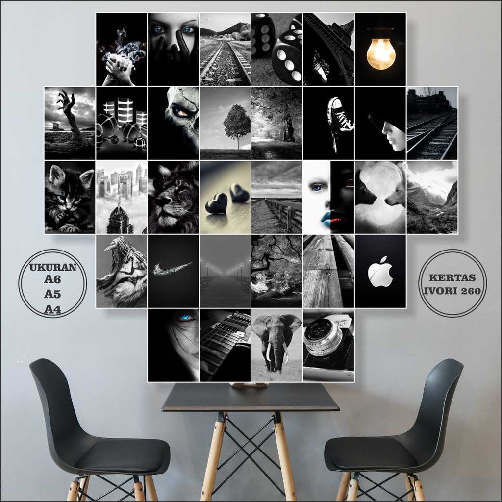 Poster Dinding Aesthetic Tema Seri Black2 Isi 32pc Dekorasi Kamar Cowok Shopee Indonesia