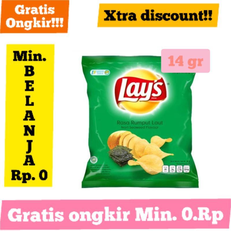 

Lays rumput laut / Lays kentang 14 gram / keripik kentang rumput laut / Lays potato