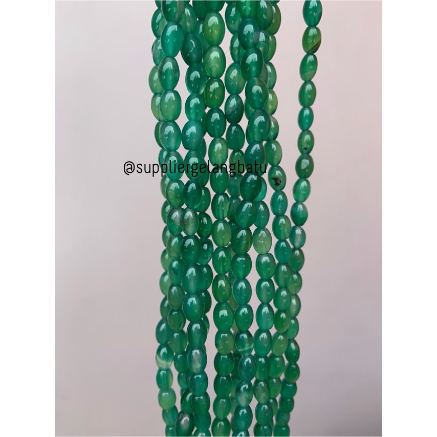 batu alam Penden tabung giok hijau muda 5 x 10 mm akik green jade